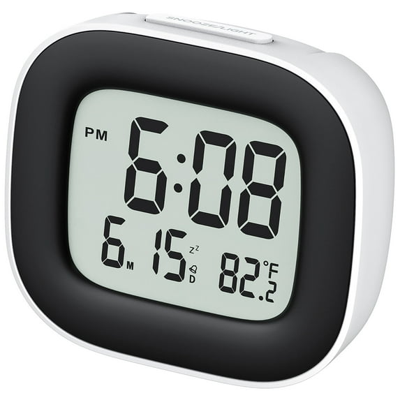 Battery Operated Travel Alarm Clock for Heavy Sleepers(Battery Included), Small Digital Alarm Clock Easy to Set/Read with Backlit & 5min Snooze, Temperature, Date, 12/24H Bedside Alarm Clock for Kids