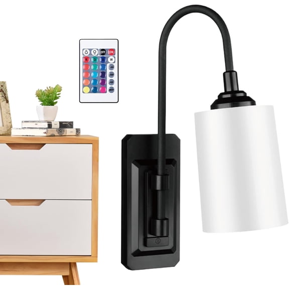 Battery Operated Wall Sconce - Rechargeable Remote Control 16-Color,LED Wall Lights for Bedroom,for Living Room Home Decor Office Apartment Hotel Shop Restaurant Bar Farmhouse