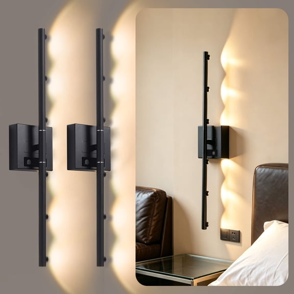 Battery Operated Wall Sconce Set of 2, 360 Rotation Wall Lights, 3000K~6000K, brightness Adjustable by Touch and IR Remote, Rechargeable Wall Lamp for picture Frame, Reading