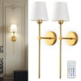 thumbnail image 1 of Battery Operated Wall Sconce Set of 2, Gold Rechargeable Wall Sconce, 10%-100% Dimmable, 13 Light Colors with Flush/Smooth Modes, Wireless Installation for Anywhere Without Plug or Hardwired C92, 1 of 3