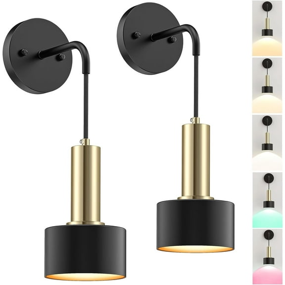 Battery Operated Wall Sconce Set of 2, High Brightness 5000mAh Rechargeable Wall Lamp 3 Color Temperature Dimmable RGB Indoor Wall Sconce with Remote Timer Memory Function for Bedroom Living Room