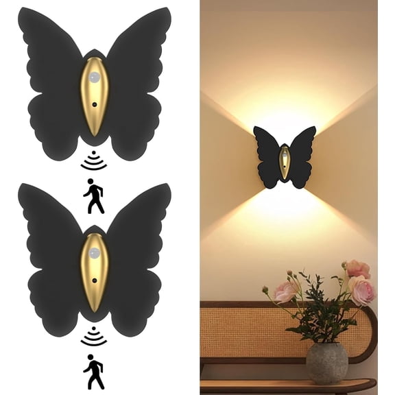 Battery Operated Wall Sconce Set of 2: Rechargeable Motion Sensor Night Light Wireless Wall Sconces Magnetic Closet Lights Stair Light Indoor Up and Down Wall Lamp for Bedroom Hallway