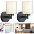 thumbnail image 1 of Battery Operated Wall Sconce Set Of 2, Wireless Wall Sconce With Remote Control, 10000mAh Rechargeable Wall Sconce RGB Dimmable Bathroom Light Fixtures With Double Clear Glass Shade For Mirror Bedroom, 1 of 10
