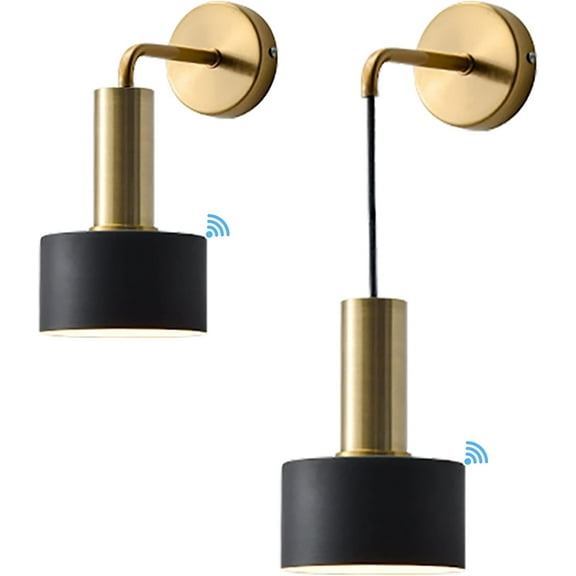 Battery Operated Wall Sconce Set Of 2, Without Wiring,With Remote Control And Rechargeable Light Bulbs,wall Mounted Lamp, Modern Wireless Wall Lighting Indoor (