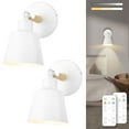 thumbnail image 1 of Battery Operated Wall Sconce Set of Two, Easy to Install Wireless Lights for Wall,Remote Control Dimmable LED Lights, Auto Timer White Wall Lamp Fixtures for Bedroom, Gallery, Living Room, RV, 1 of 6