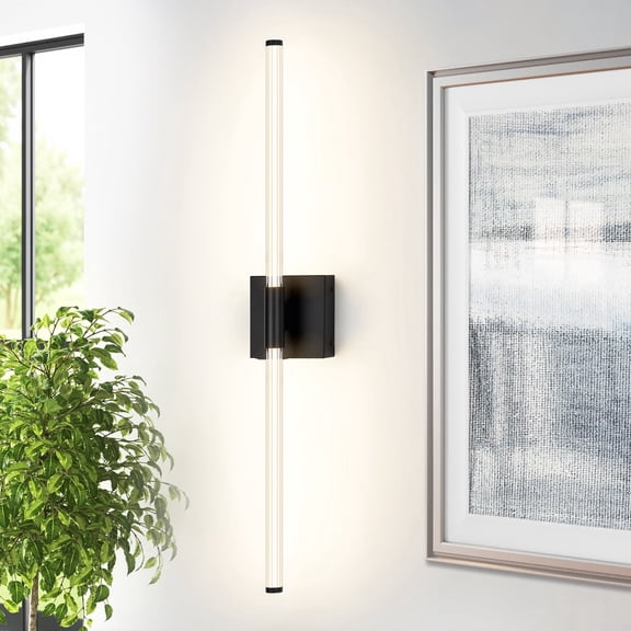 Battery Operated Wall Sconces with 5000 mAh Battery compartment & Remote Control. 3 Color Temperatures Dimmable Wireless Wall Light for Bathroom, Bedroom, Living Room Black