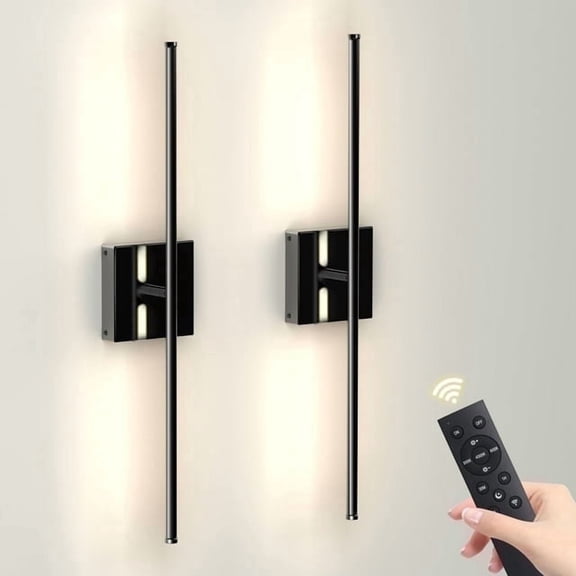 Battery Operated Wall Sconces with Remote Control (2 Pack), 8000mAh LED Rechargeable Wall Lamp for Bedroom