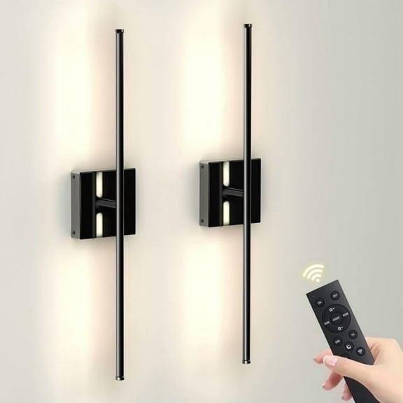 Battery Operated Wall Sconces with Remote Control (2 Pack), 8000mAh LED Rechargeable Wall Lamp for Bedroom
