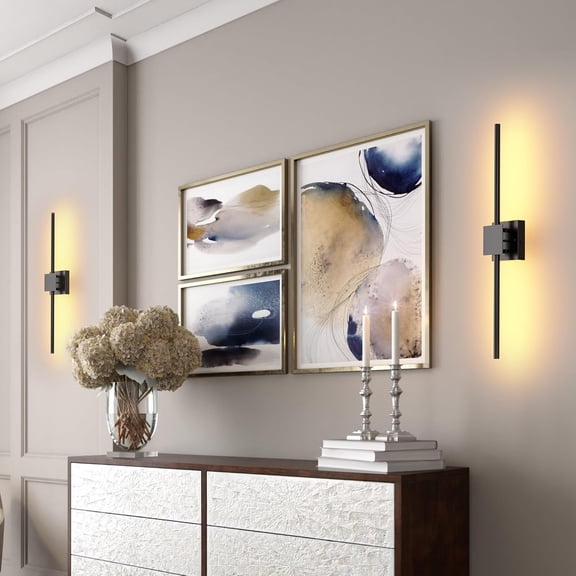 Battery Operated Wall Sconces Set of 2, 12000mAh Rotatable Picture Lights with Remote Control, Dimmable 3000-6500K LED Rechargeable Wall Lights for Living Room Bedroom Mirror, 28.3In