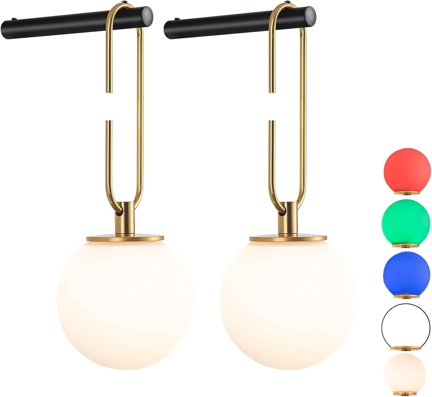 Dimmable Plug-in Wall Sconce - Vintage Brass & Glass, Adjustable Arm, For Bedroom, Bathroom, Living Room