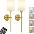 thumbnail image 1 of Battery Operated Wall Sconces Set of Two,Wireless Rechargeable Wall Light With Remote Control, Dimmable, Amber Light/Warm White/Natural White/Daylight/RGB, Timer,for Living Room,Bedroom,Entryway,Gold, 1 of 10