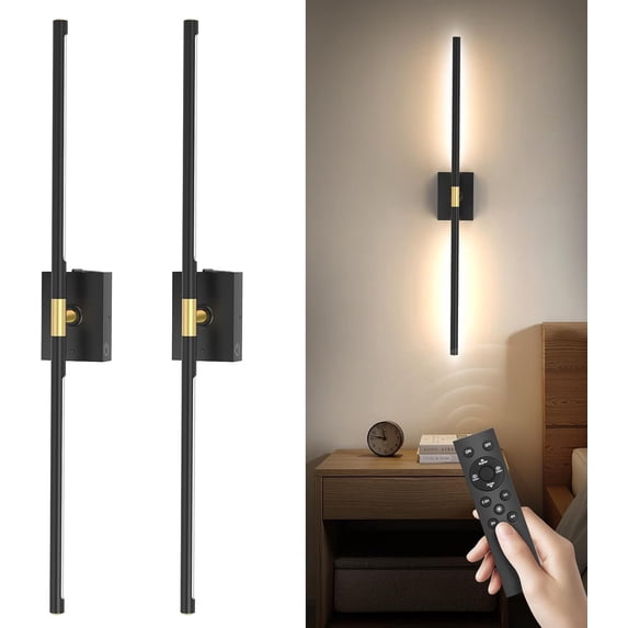 Battery Operated Wall Sconces Set of 2 Wireless Rechargeable Dimmable ...