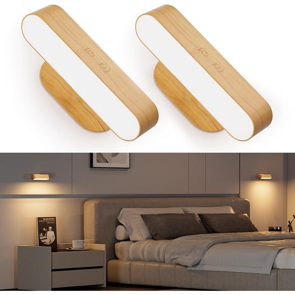 Battery Operated Wall Sconces, Wireless LED Wall Sconce Set of Two for Bedroom, Rechargeable Wall Lights for Picture, 5 Modes Dimmable Wall Lamps for Living Room, 2 Pack
