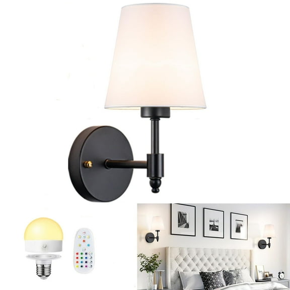 D.FAMILY 2500mAh Rechargeable Wall Sconce, Wireless Dimmable RGB Wall Light with Remote