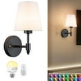 thumbnail image 1 of D.FAMILY Battery Operated Wall Sconces , Rechargeable Dimmable Wall Light with RGB Bulb and Remote, 1 of 10