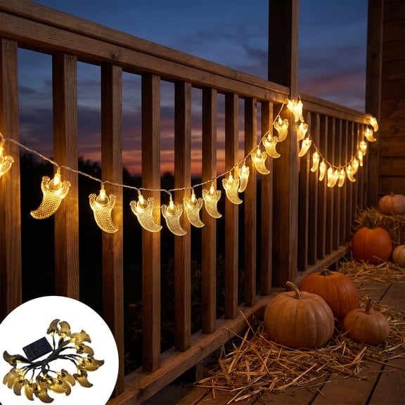 Battery Operated Waving Ghost Halloween String Lights,Transparent Warm White Cute Ghost LED Fairy Lights, Spooky Lamp Decor for Indoor Outdoor Halloween Decorations Window Mantel Porch Party Supplies