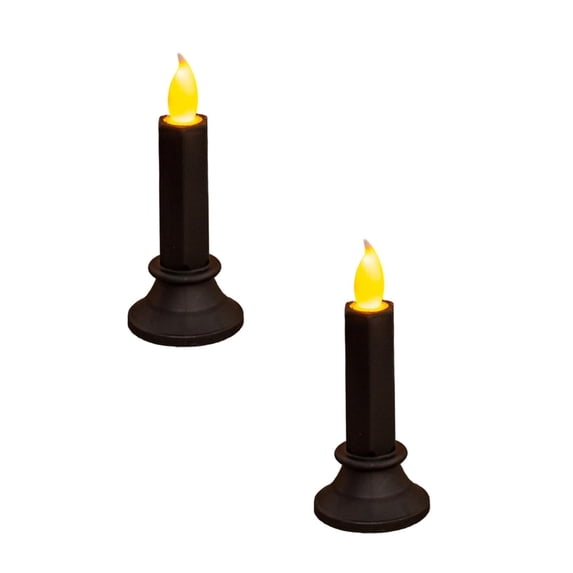 Battery Operated Window Candles, LED Taper Candlesticks with Flickering Flame & Holder, Flameless Christmas Halloween Decor, 2 Pack Cordless Electric Candles for Home