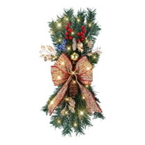 Battery Operated Wreaths Christmas with Timer The Cordless Prelit Stairway Trim Christmas Wreaths For Front Door Holiday Wall Window Hanging Ornaments For Indoor Outdoor Home Xmas Hat Wreath Frames