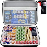 Battery Organizer Storage Case with Tester, Batteries Box Holder Garage Container Bag Fits for AA AAA AAAA 9V C D Lithium 3V (Not Includes Batteries)