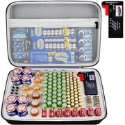 CULEUTIL Battery Organizer Storage Case with Tester, Batteries Box Holder Garage Container Bag Fits for AA AAA AAAA 9V C D Lithium 3V (Not Includes Batteries)