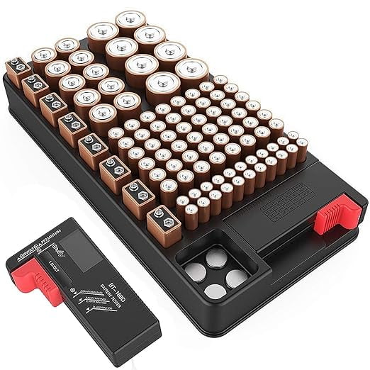 Battery Organizer Storage case with Battery Tester for