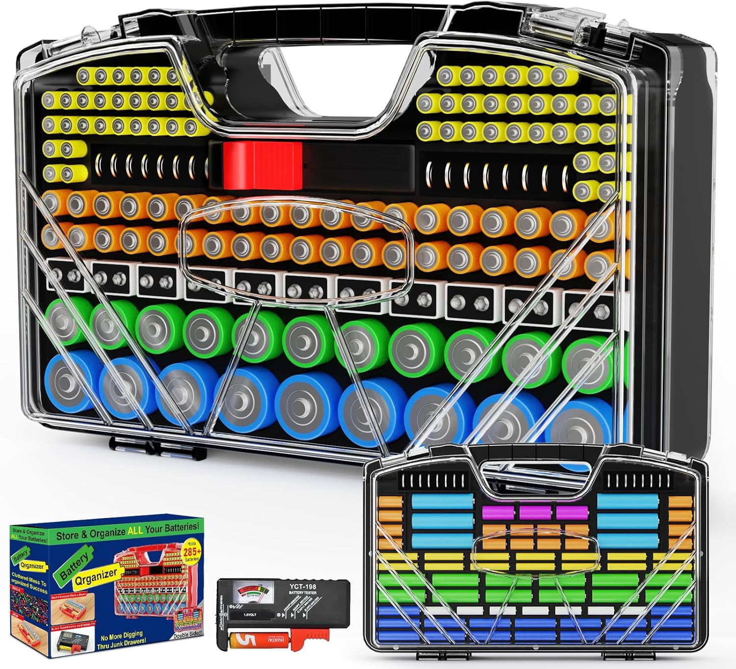 Battery Orizer Stora Holder Box Case with Tester, New Ultra-Lar 285 ...