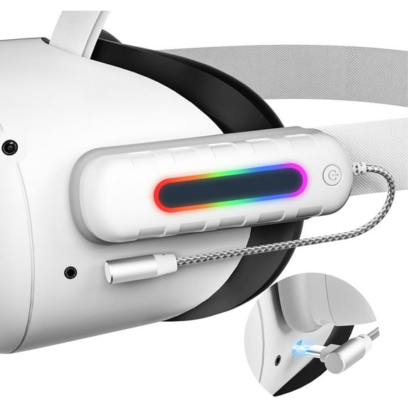 Battery Pack for Oculus Quest 2, 5000mAh Extended Power with Multi-Colors RGB Lights, Lightweight and Portable VR Extend Power Accessories for Extra 2-4H Playtime