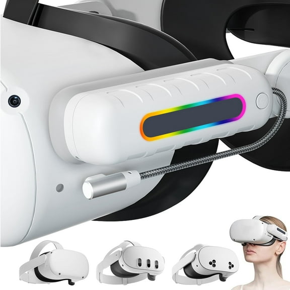 Battery Pack for Oculus Quest 2/3/3S, RGB Light 5000mah Battery Pack For Meta Quest 2/Quest 3/Quest 3S,VR Mini Power Bank,High Speed VR Extend Battery Accessories Extra 2H-4H Playtime