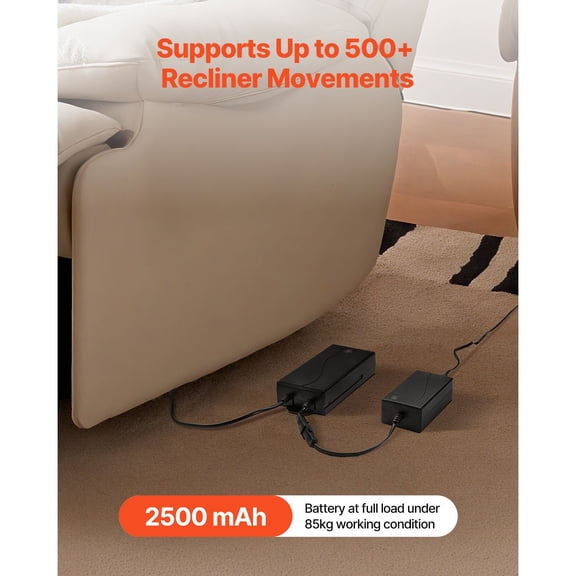 Battery Pack for Reclining Furniture with Adapter,2500 mAh Rechargeable Recliner Battery Pack with Universal 2-Pin Connector&LED Screen,for Electric Recliner,Sofa,Couch&Lift Chair