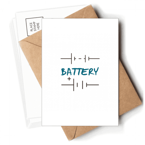 Battery Power Charge Plus Minus Postcards Envelopes Blank Note Cards Mailing
