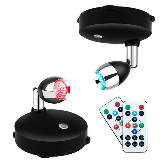 Battery Power Spotlights RGB Lamp Timer Dimmable LED Ceiling Wireless Night Lights Stick On Wall Spot Light Room Decor ,High Bright