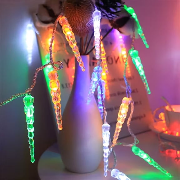 Battery Powered 10 LED Ice String Lights - 59.06 Inches Fairy Lights for Christmas, Halloween, New Year, Valentine's Day Indoor Decor