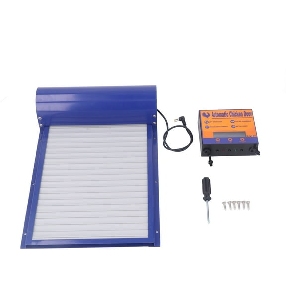 Battery Powered Automatic Chicken Coop Door, Rolling Curtain Chicken Door Opener With Time Setting Two Modes Poultry Gate with LED Display Controller For Duck Goose Hen