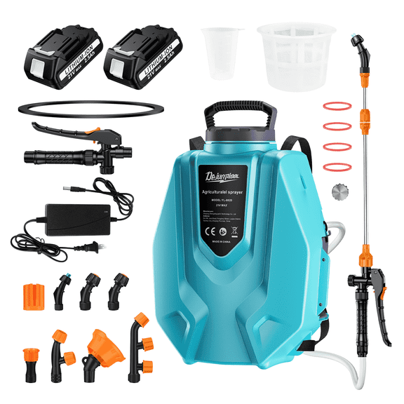 Backpack Sprayer Battery Powered 3.2 Gallon, Weed Lawn Sprayer with Telescopic Wand, 6 Nozzles, 2Pcs 2.5 Ah Battery and Charger, Sprayer Accessories
