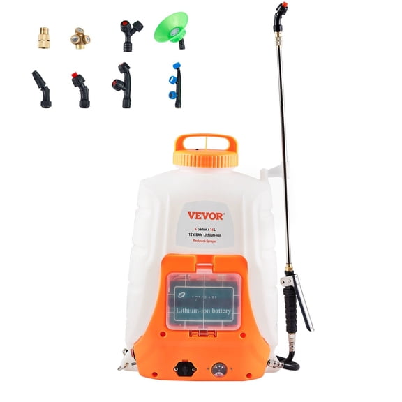 Back Pack Sprayer with 8 Nozzles and 2 Wands; 12V 8Ah Battery;4 Gal Tank; 0-90 PSI Adjustable Pressure;for Weeding; Spraying; Cleaning