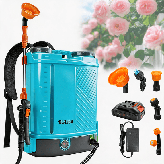 4 Gallon Battery Powered Backpack Sprayer, 100 PSI Electric Garden Sprayer with Makita 18V Battery Compatibility, 5 Nozzles & Telescopic Wand, Weed & Fertilizer Lawn Sprayer