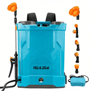 SYLMAX 4 Gallon Battery Powered Backpack Sprayer, 120 PSI Adjustable Pressure, Cordless Lawn Sprayer with 5 Nozzles for Garden
