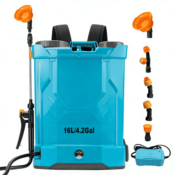 SYLMAX Battery Powered Backpack Sprayer 4 Gallon, 120PSI Adjustable Pressure, Lawn Sprayer with 5 Spray NozzlesLightweight Electric Sprayer for Garden, Weed, Yard