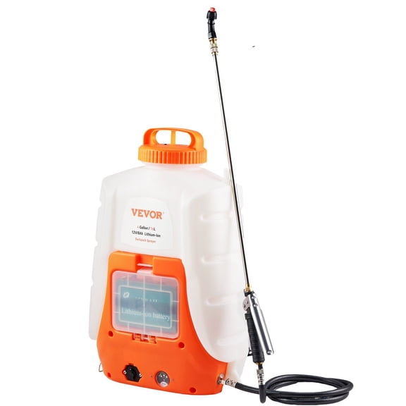 Battery Powered Backpack Sprayer 4 Gallon Tank Adjustable Pressure 0-90 PSI 12V 8Ah Battery with 8 Nozzles 2 Wands Wide Mouth Lid for Weeding Spraying Cleaning