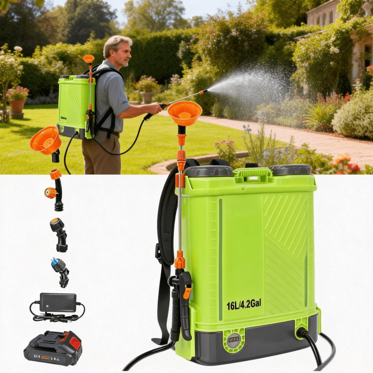 Walmart Coupons of SideKing Battery Powered Backpack Sprayer, 4 Gallon, 100 PSI, Electric Weed Yard Sprayer