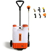 Battery Powered Backpack Sprayer Cart 4 Gallon Tank 0-94 PSI Adjustable Pressure 12V 7.2Ah Battery 8 Nozzles 2 Wands Wide Mouth Lid for Weeding Spraying Cleaning