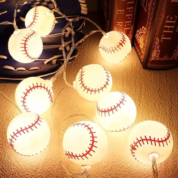 Battery-Powered Baseball LED String Lights - Perfect for Baseball Fans and Events
