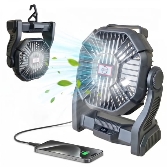 DAYBETTER Camping Fan with LED Lantern, Oscillating Portable Rechargeable Fan Light with 4 Speeds, Timer Touch Control for Car Travel RV Camping Gear Hurricane Emergency Power Outage Essentials