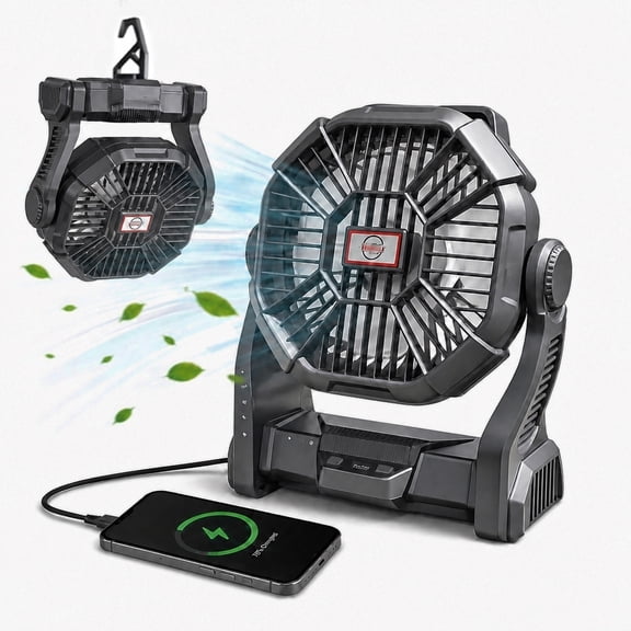 DAYBETTER Camping Fan with LED Lantern, Oscillating Portable Rechargeable Fan Light with 4 Speeds, Timer Touch Control for Car Travel RV Camping Gear Hurricane Emergency Power Outage Essentials