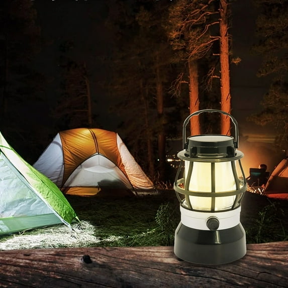 Battery-Powered Camping Light, Retro Flame Mode, 1000 Lumens, 360° Lighting, IPX44, Portable for Outdoor, 3 Colors, Versatile