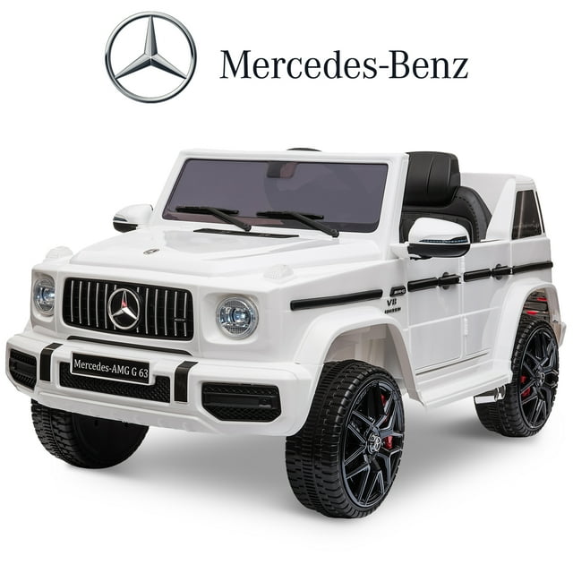 Battery Powered Cars for Kids, Licensed Benz 12 Volt Ride On Toys for Kids, Electric Ride On Car with Remote Control, 3 Speeds, LED Light, White