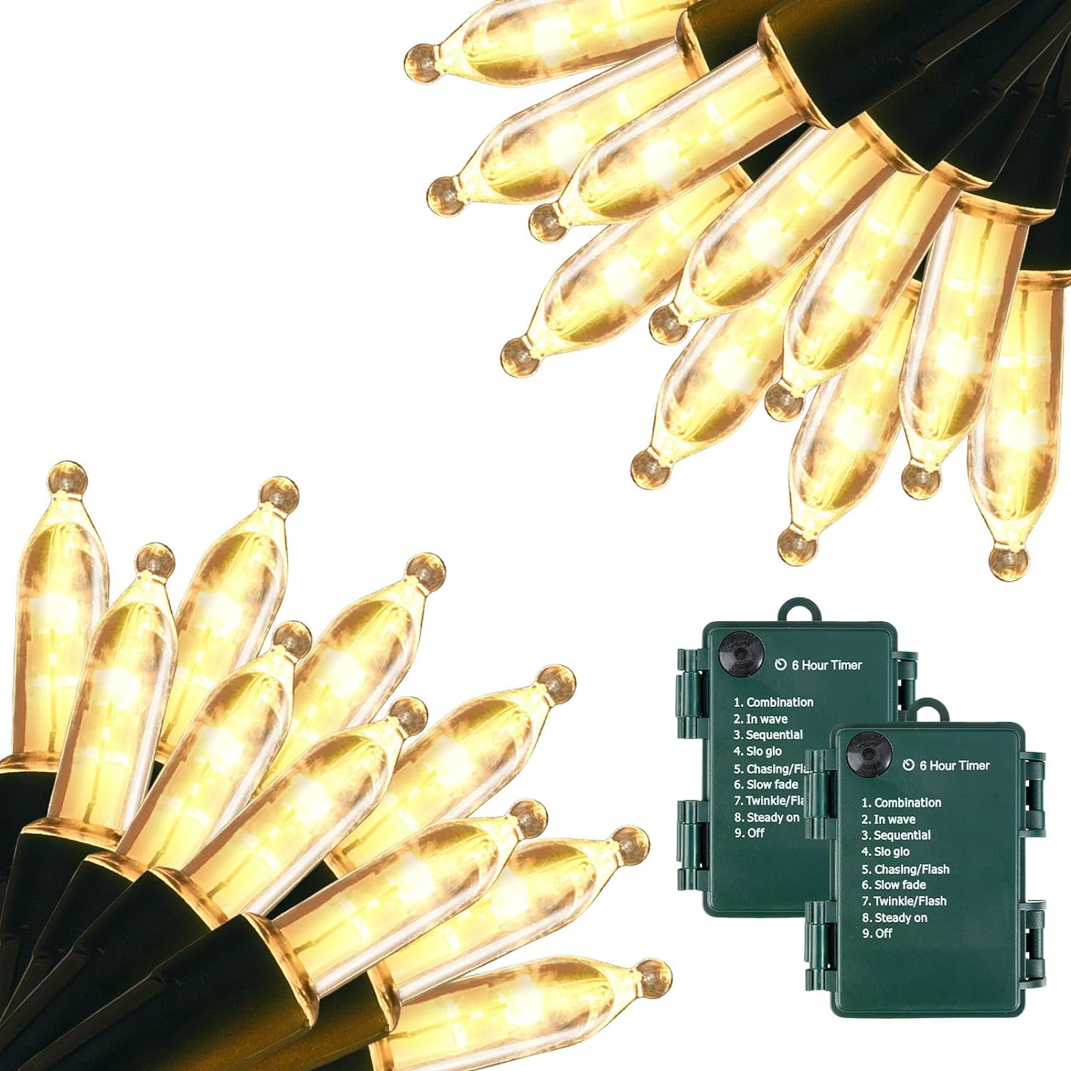 Battery Powered Christmas Lights 17ft 50 LED String Lights with 9 Modes for Indoor Outdoor