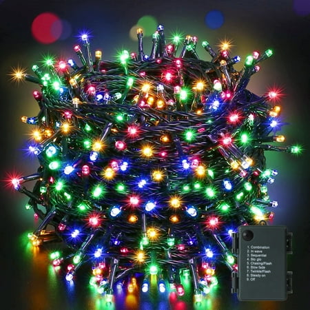 132ft Battery Operated Christmas Lights, Quntis 300 LED Christmas Tree Lights 8 Modes with Timer & Memory, Battery Powered Christmas Lights for Christmas Holiday