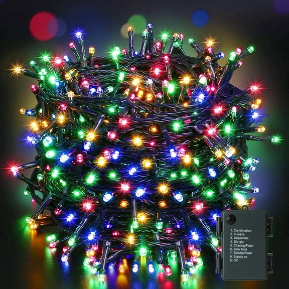 132ft Battery Operated Christmas Lights, Quntis 300  LED Christmas Tree Lights  8 Modes with Timer & Memory, Battery Powered Christmas  Lights  for Christmas Holiday