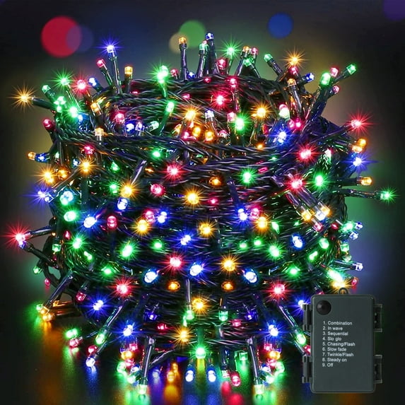 132ft Battery Operated Christmas Lights, Quntis 300 LED Christmas Tree Lights 8 Modes with Timer & Memory, Battery Powered Christmas Lights for Christmas Holiday